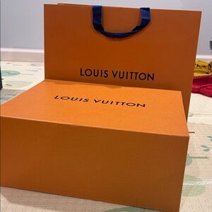 Louis Vuitton Orange Gift Box with Blue Handle Bag